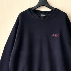 エルエルビーン　コットンニット　ワンポイント　刺繍ロゴ　JAM ネイビー　紺のサムネイル