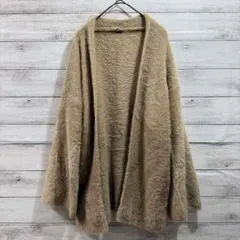 ファーニット カーディガン モヘア風 メンズS レディースL 古着 グランジ