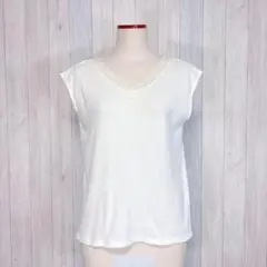 【GLOBALWORK】フレンチスリーブトップス レイヤード 胸元レースVネック