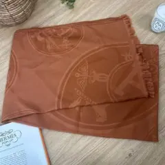 エルメス ニューリブリス ストール カシミヤシルク Hロゴ オレンジ