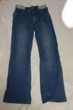 ダークブルー デニム調パンツ　M　ジャンク品