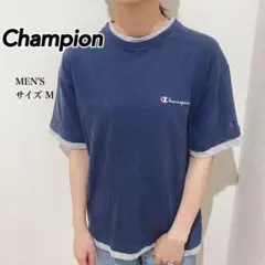 【着画】90s チャンピオン　Tシャツ レイヤード風　ネイビー