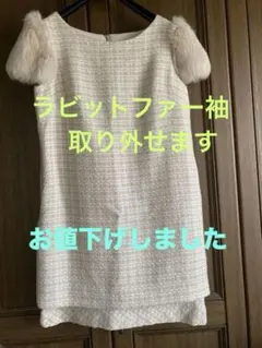 ラビットファー袖ワンピース