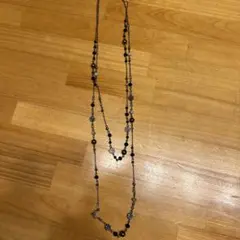 ブラックビーズ 2連ロングネックレス