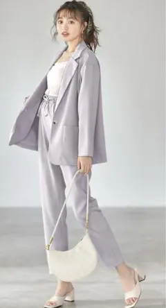 ジャケットXロングパンツセットアップ   ブルー