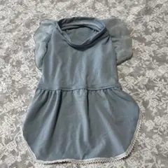 犬用ワンピース　　水色フリル　　着丈34㎝ NO-72