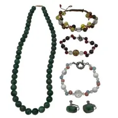 ⭐️181-ストーン　ネックレス　ブレスレット　イヤリング　5点セット