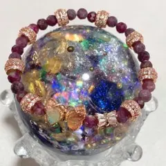 845☆ ルビー スモーキーゴールドルチル大玉 デザインブレスレット