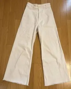ZARA ザラ フレアデニム ワイドパンツ 裾切りっぱなし ハイウエスト