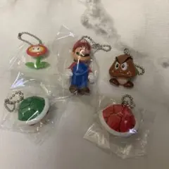 マリオ　キーホルダー　フラワー　クリボー　甲羅　5個