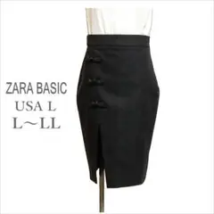 ｛ZARA BASIC｝黒サイドスリットタイトスカート usaL 日本L～LL位のサムネイル