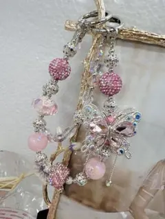 【ハンドメイド】豪華ビーズチャーム ストラップ キーホルダー プレゼント付き