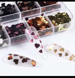 ネイルパーツ　ハートホログラム　6色セット　アート　2種サイズ　バレンタイン、