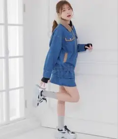 【新品!!】デニムブルー カジュアルジャケットセットアップ【スカートのみ】