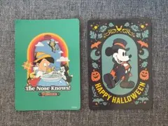 ディズニーストア カード あいこじゃんけん ピノキオ&ハロウィンミッキー 2枚