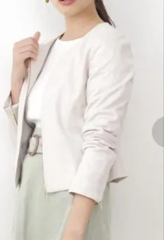 PROPORTION ノーカラーフェイクスエードブルゾン S