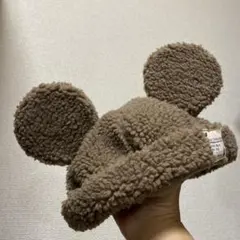 ディズニー ミッキー ボア もこもこ ファンキャップ ブラウン