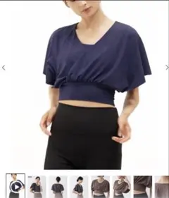 SUKALA 新品レア　ブラトップ付きバルーンカシュクールトップス　ネイビー　M