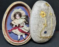 【アンティーク】ビスクドール ミニヨネット卵型ボックス 1920年