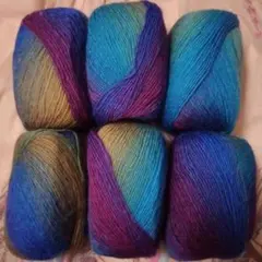 ウール100％毛糸レインボーヤーン6点