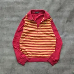 クロコダイル ハーフジップ プルオーバー 長袖カットソー 刺繍ロゴ 古着 レトロ