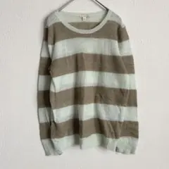 ギャップ GAP 長袖ニットセーター (S) モヘヤニット 毛混 ストライプ