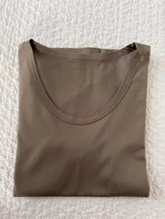【anuans】完売品シルクタッチコットンUネックTシャツベージュのサムネイル