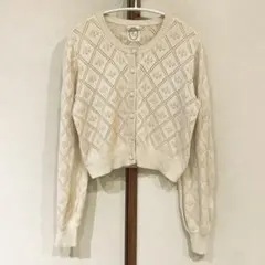 透かし編み長袖カーディガン ベージュ / F i.n.t