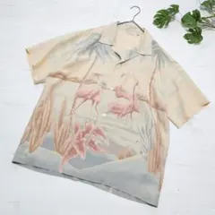 【希少】SUN SURF サンサーフ レーヨン フラミンゴ アロハシャツ XLのサムネイル