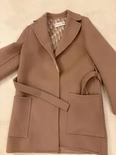 Diorピンクベージュ ウールコート ベルト付き