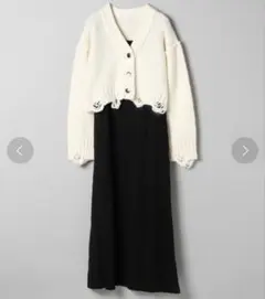 jeanasis ニットカーディガンキャミ2Pワンピ