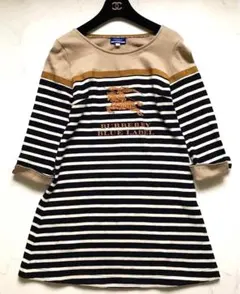 バーバリー ブルーレーベル ボーダー ホースロゴ 7分袖 ワンピース 38 M
