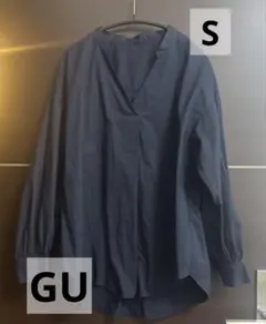 GU ネイビー オーバーサイズ　長袖シャツ Sサイズ