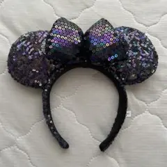 【美品】ディズニー カチューシャ ネイビー スパンコール