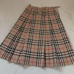 BURBERRY 膝下プリーツスカート ノバチェック ウール ヴィンテージ