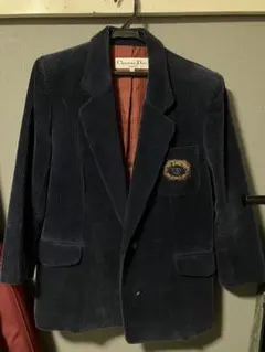 Christian Dior テーラードジャケット ネイビー コーデュロイ