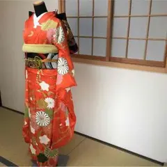 朱色 金刺繍 振り袖 美品超お得‼️5点セット