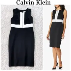 新品タグ付Calvin Klein パイソン柄ノースリーブワンピース 2ブラック 