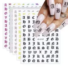 英字 ゴシック体ネイルシール White1枚 y2k