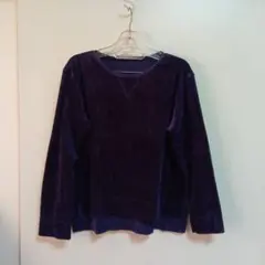 ユニクロ　ベロア　トップス　紺色　M　レディース