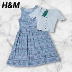 H&M 美品 ノースリーブワンピース・新品 半袖カーディガン２点セット