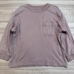 ユニクロ 長袖Tシャツ ポケット付き 無地 ピンク キッズ 110cm