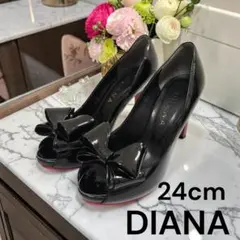 DIANA ダイアナ レッドソール リボン エナメル パンプス ブラック 24のサムネイル