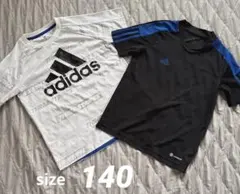 adidas 140cm 半袖Tシャツ 2枚セット 白 黒 サッカー 練習着