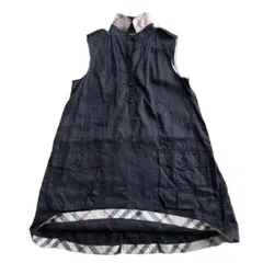 バーバリーロンドン リネン100 ワンピース ノースリーブ ノバチェック 38