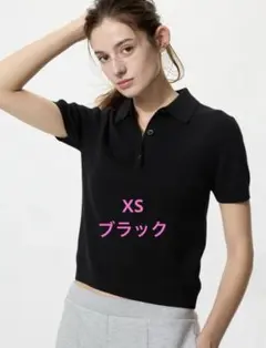 ユニクロ　ポロセーター　xsサイズブラックのサムネイル