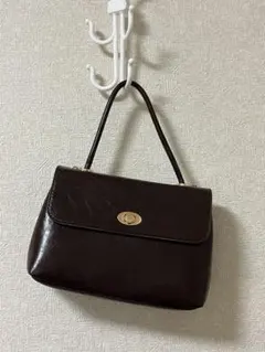 ダークブラウン ハンドバッグ ゴールド