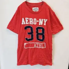エアロポステール ワッペン Ｔシャツ クルーネック半袖 M 赤 綿混 普段着のサムネイル
