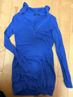 GAP フード付きニットセーター ミニワンピース　青　y2k