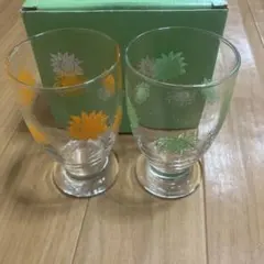 たち吉　花柄脚付きグラス2個セット　レトロ